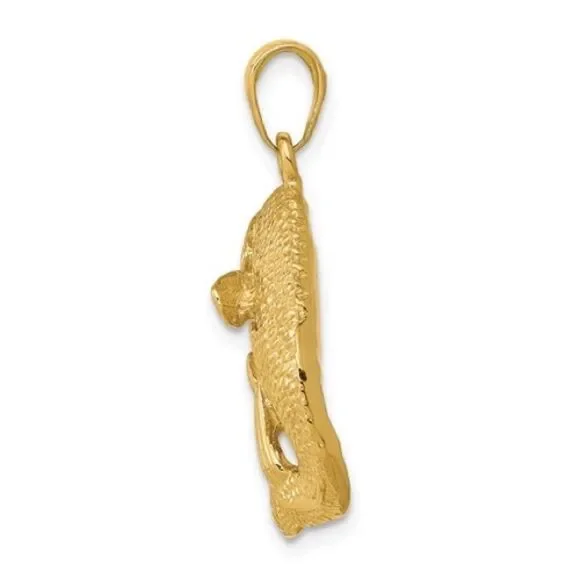 New!!! 14k Gold Jumping Bass Fish Pendant